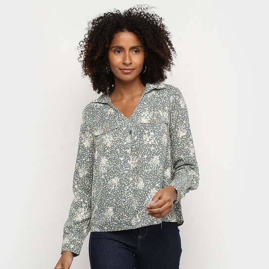 Camisa Manga Longa Road Mel Estampada Amarração Feminina