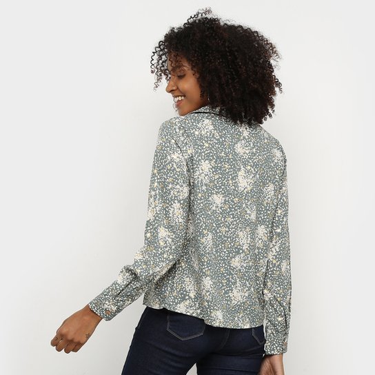Camisa Manga Longa Road Mel Estampada Amarração Feminina