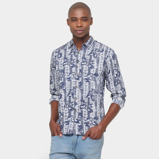 Camisa Pacifc Blue Full Print Flower