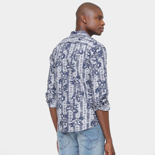 Camisa Pacifc Blue Full Print Flower