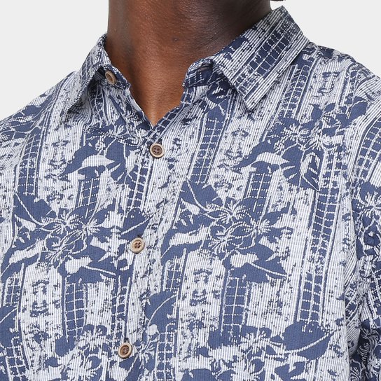 Camisa Pacifc Blue Full Print Flower