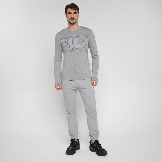 Camiseta Manga Longa Fila Comfort Logo Masculina