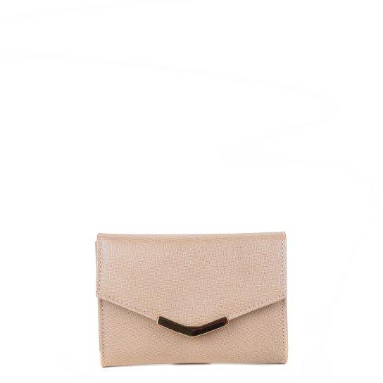 Carteira Couro Shoestock Envelope Média Feminina - Bege