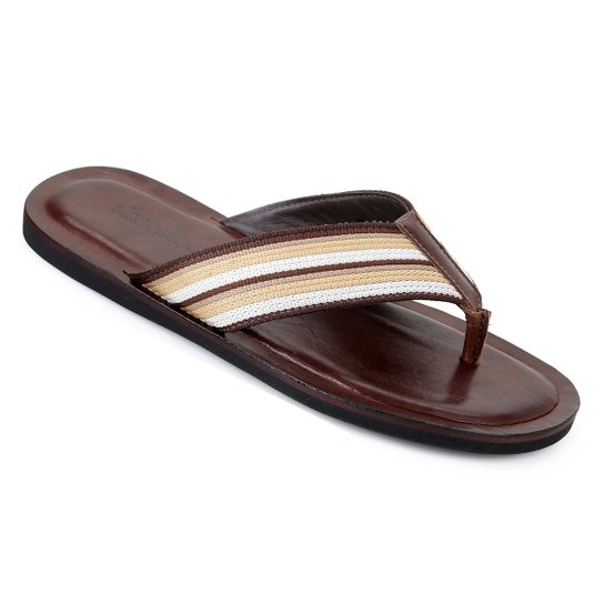 Chinelo Couro Shoestock Gorgurão Masculino - Café