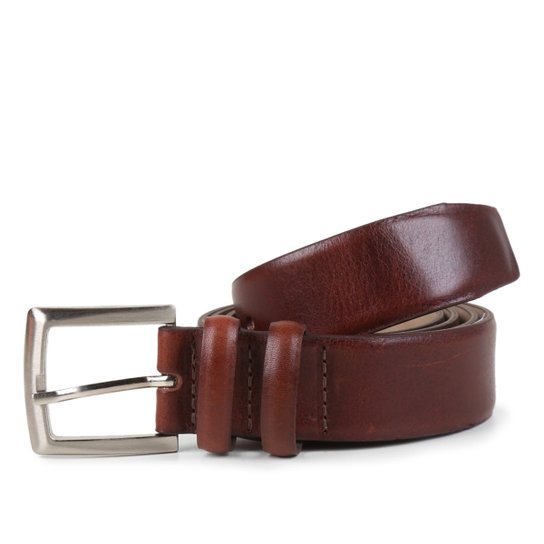 Cinto Couro Shoestock Atanado Passante Duplo Masculino - Café