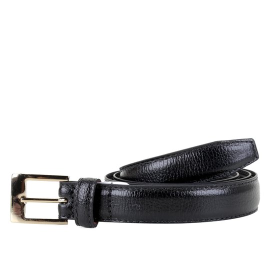 Cinto Couro Shoestock Básico Fivela Metal Feminino - Preto