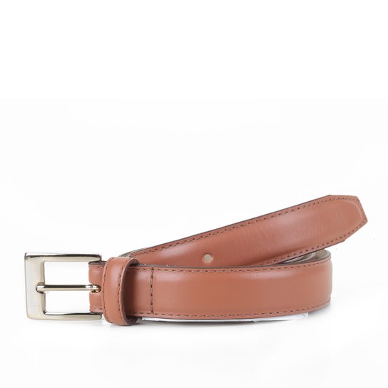 Cinto Couro Shoestock Básico Fivela Metal Feminino - Marrom