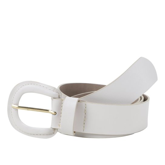 Cinto Couro Shoestock Médio Feminino - Off White