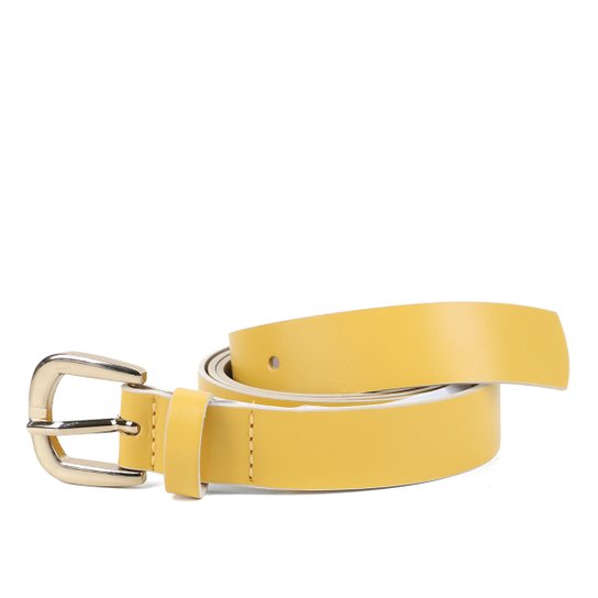 Cinto Couro Shoestock Médio Feminino - Mostarda