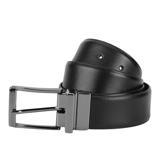 Cinto Couro Shoestock Social Dupla Face Masculino - Preto+Marrom