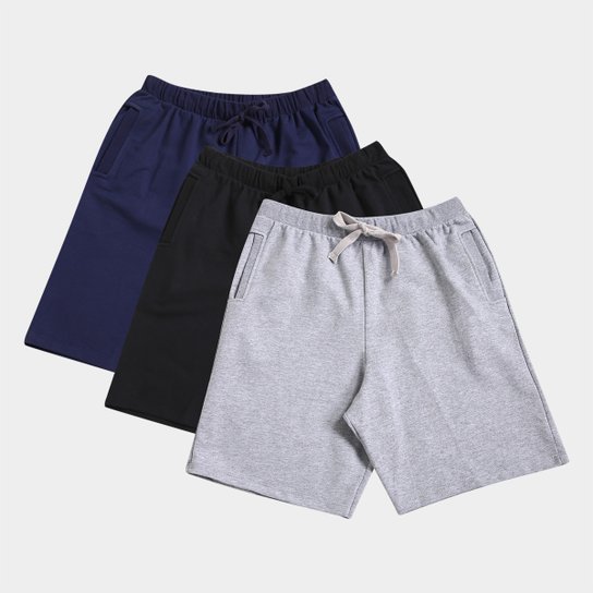 Kit Bermuda Básicos 3 Peças Masculina