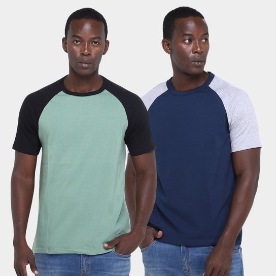 Kit Camiseta Básicos Raglan 2 Peças Masculina