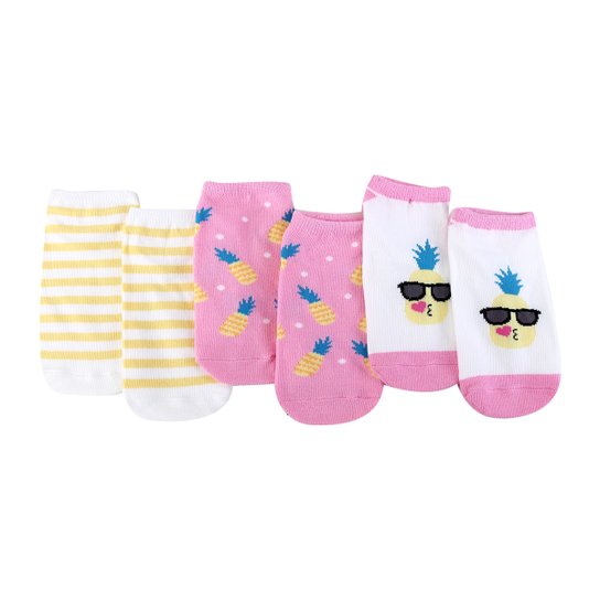 Kit Meia Bebê GAP Cano Baixo Abacaxi c/ 3 pares