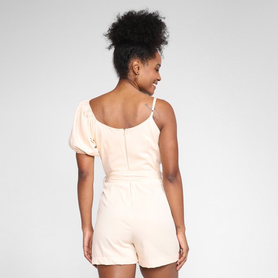 Macaquinho Road Mel Decote V Amarração Feminino