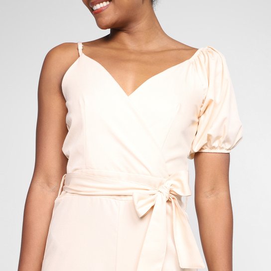 Macaquinho Road Mel Decote V Amarração Feminino