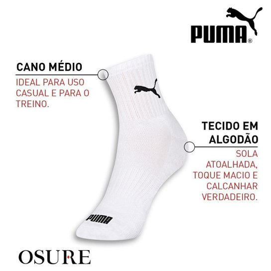 Meia Cano Médio Puma c/ 03 Pares