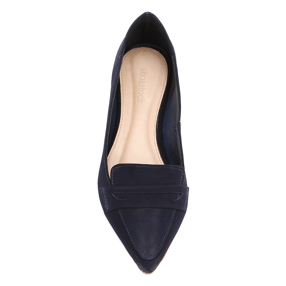 Mocassim Couro Shoestock Bico Fino Feminino - Marinho | Shoestock