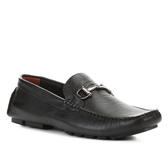Mocassim Couro Shoestock Bridão Masculino - Preto