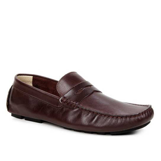 Mocassim Couro Shoestock Gravata Masculino - Café