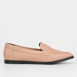 Mocassim Couro Shoestock Loafer Feminino