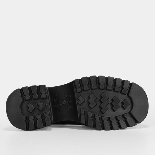 Mocassim Couro Shoestock Tratorado Salto Médio Feminino