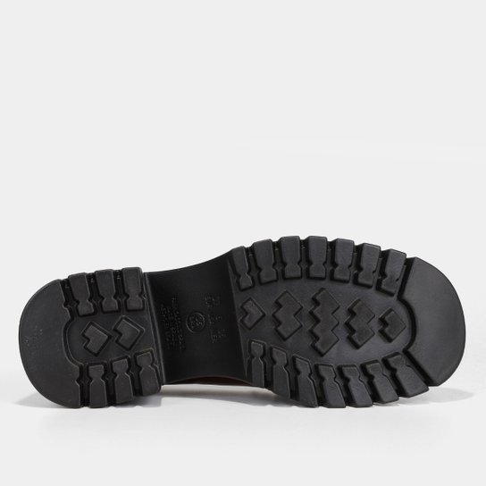 Mocassim Couro Shoestock Tratorado Salto Médio Feminino