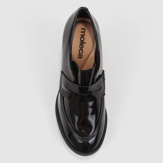 Mocassim Moleca Tratorado Salto Alto Verniz Feminino