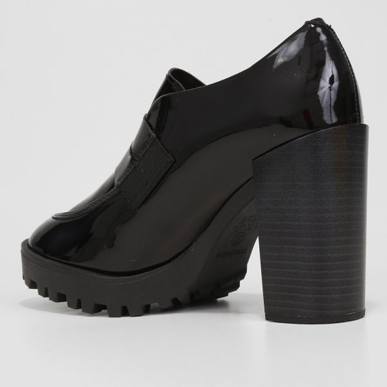 Mocassim Moleca Tratorado Salto Alto Verniz Feminino