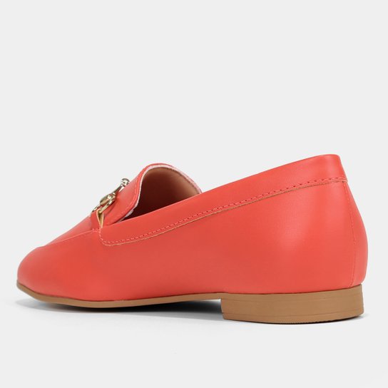 Mocassim Shoestock Bico Redondo Bridão Napa Feminino