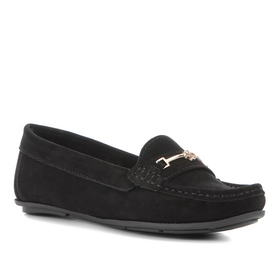 Mocassim Shoestock Bridão Nobuck Feminino - Preto