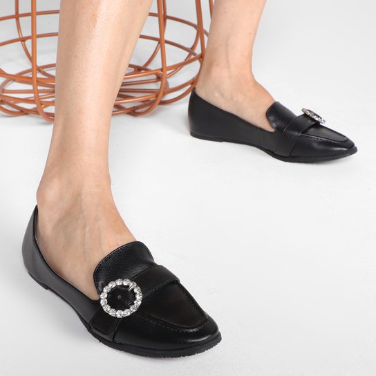 Mocassim Shoestock Fivela Strass Feminino