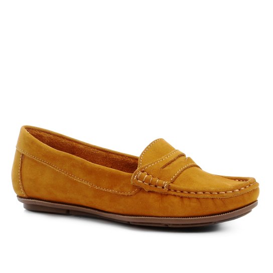 Mocassim Shoestock Nobuck Pesponto Feminino