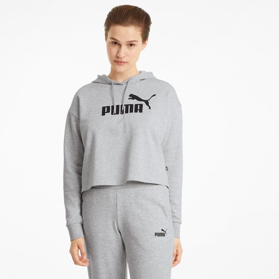 Moletom Puma Cropped Logo C/ Capuz Feminino