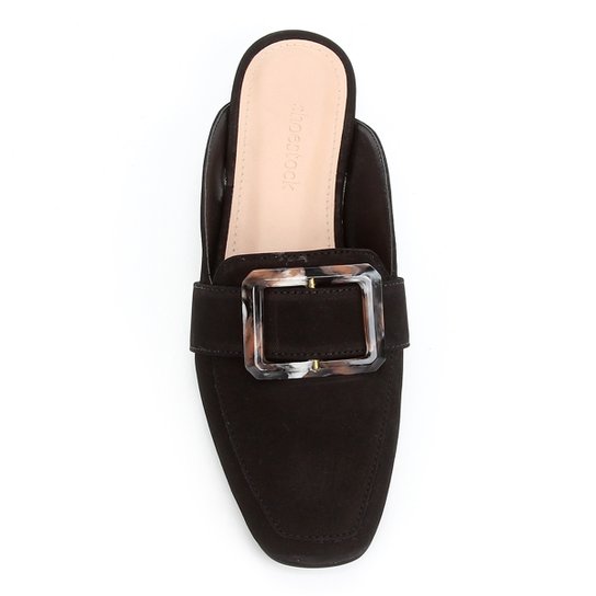 Mule Couro Shoestock Fivela Marmorizada