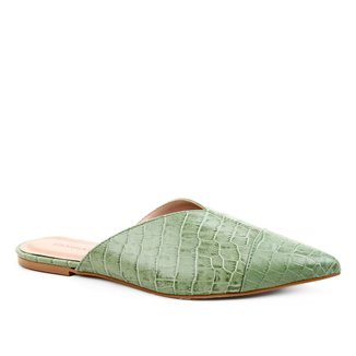 Mule Couro Shoestock Flat Croco