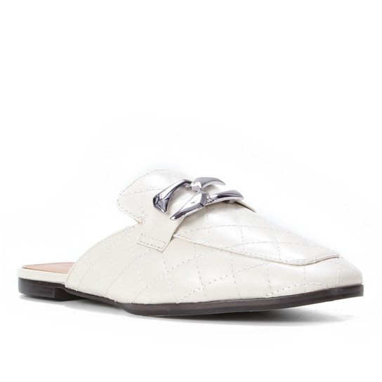 Mule Couro Shoestock Matelassê Metal