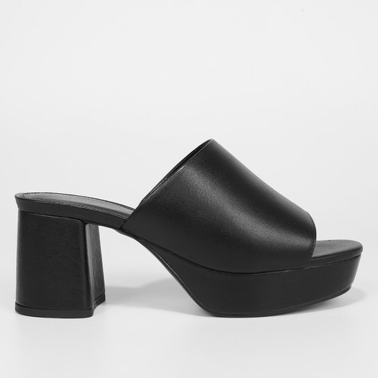 Mule Couro Shoestock Meia Pata Salto Bloco Médio