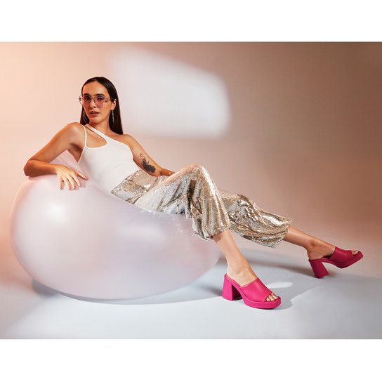 Mule Shoestock Comfy Meia Pata Salto Bloco