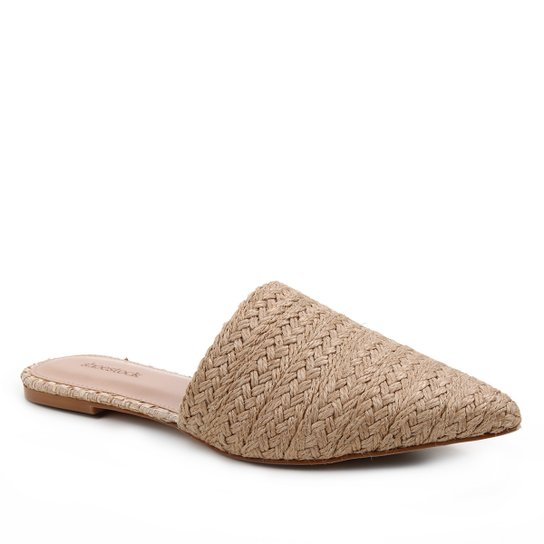 Mule Shoestock Flat Corda Trançada - Areia