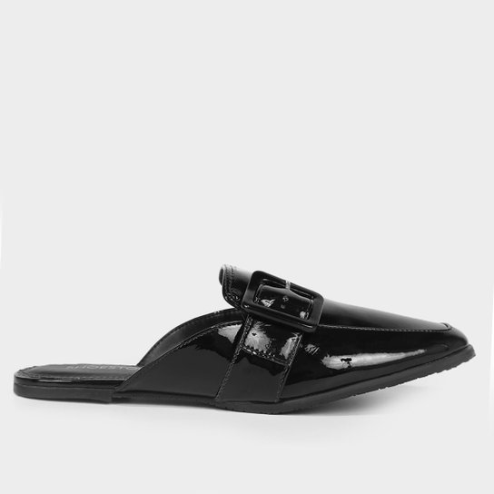 Mule Shoestock Flat Verniz Fivela