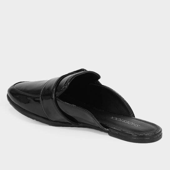 Mule Shoestock Flat Verniz Fivela