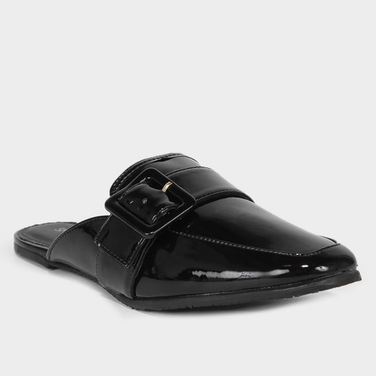 Mule Shoestock Flat Verniz Fivela