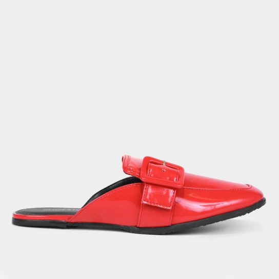 Mule Shoestock Flat Verniz Fivela