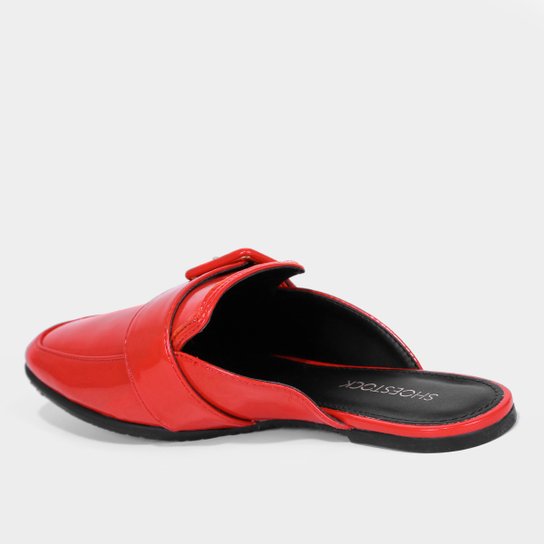 Mule Shoestock Flat Verniz Fivela