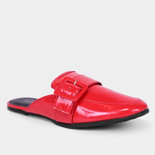 Mule Shoestock Flat Verniz Fivela