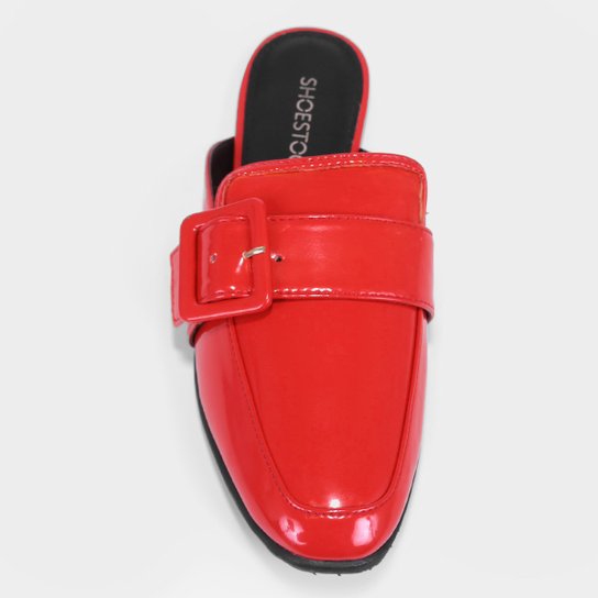 Mule Shoestock Flat Verniz Fivela