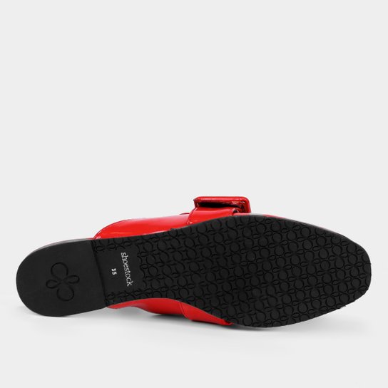 Mule Shoestock Flat Verniz Fivela