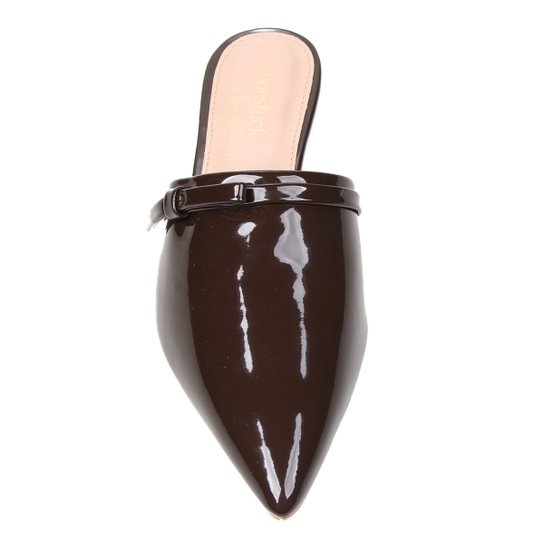 Mule Shoestock Naked Verniz Laço Bico Fino Feminina