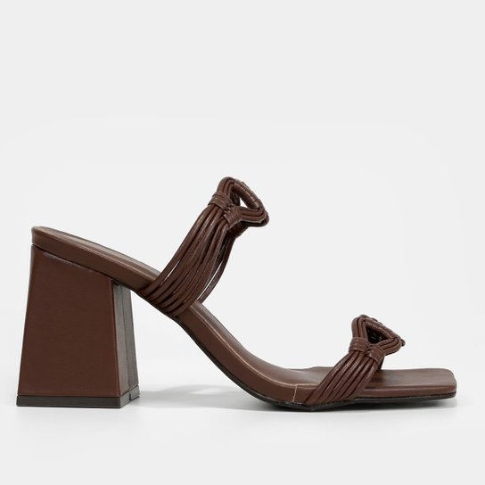 Mule Shoestock Tramado Salto Bloco Alto