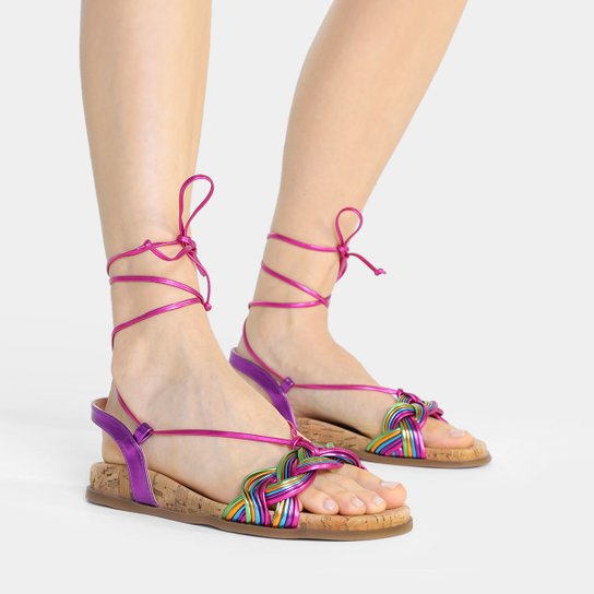 Papete Shoestock Amarração Metalizada Feminina